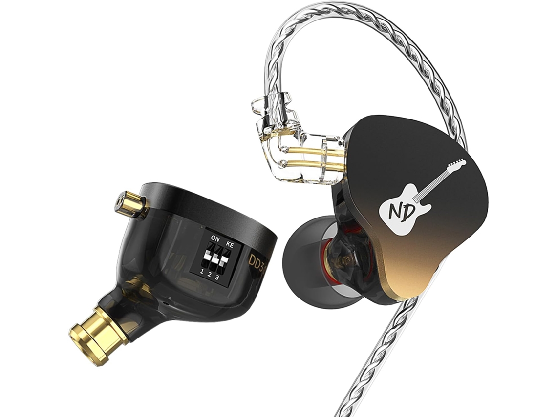 Auriculares In-Ear com Fio Tons Ajustáveis IEM Dinâmicos Cavidade Duplo Ímã Som BISBISOUS(Preto)