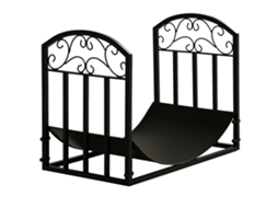 Porta lenha em Metal com Prateleira Curva, suporta até 60kg preto 60,5x36x46,5cm BTFORUS