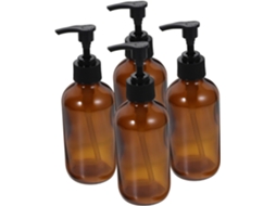 De 4 Frascos De Vidro Colorido Com Bomba Dosadora, Frascos Vazios E Recarregáveis Para Loção, Gel, Xampu E Outros Produtos.