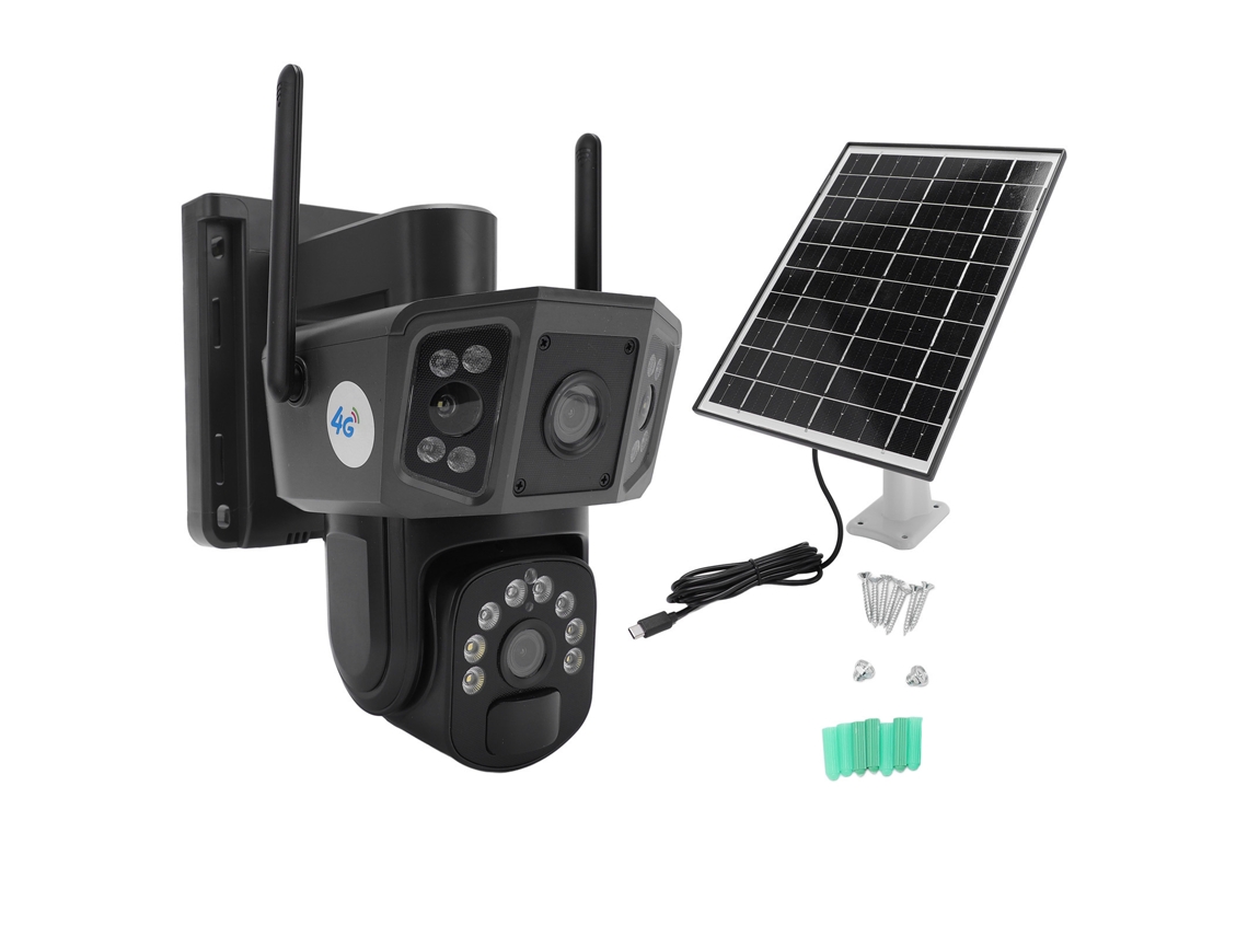 2026 câmara de Segurança Solar 4k com Bateria, Exterior 4g, Lentes Duas e Vigilância Ao Ar Livre