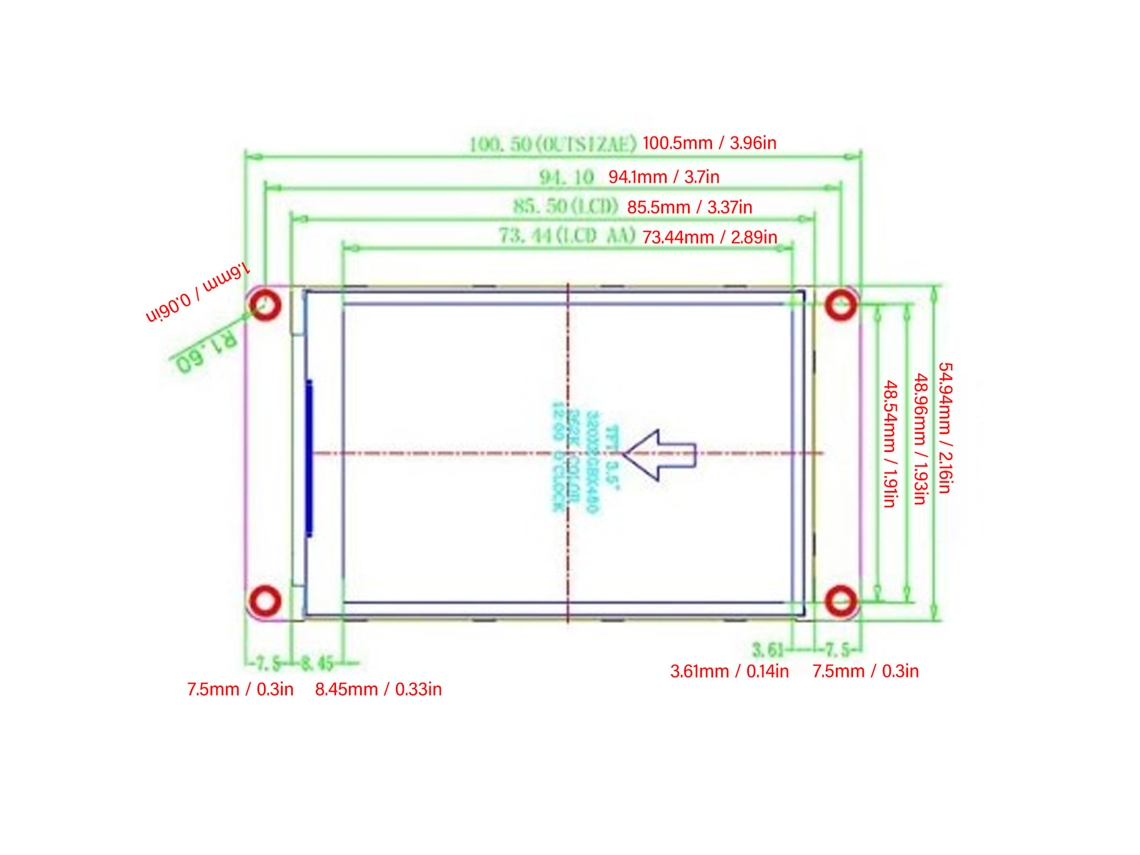 Tela Hmi De 3.5 Polegadas Com Toque Resistivo Tft