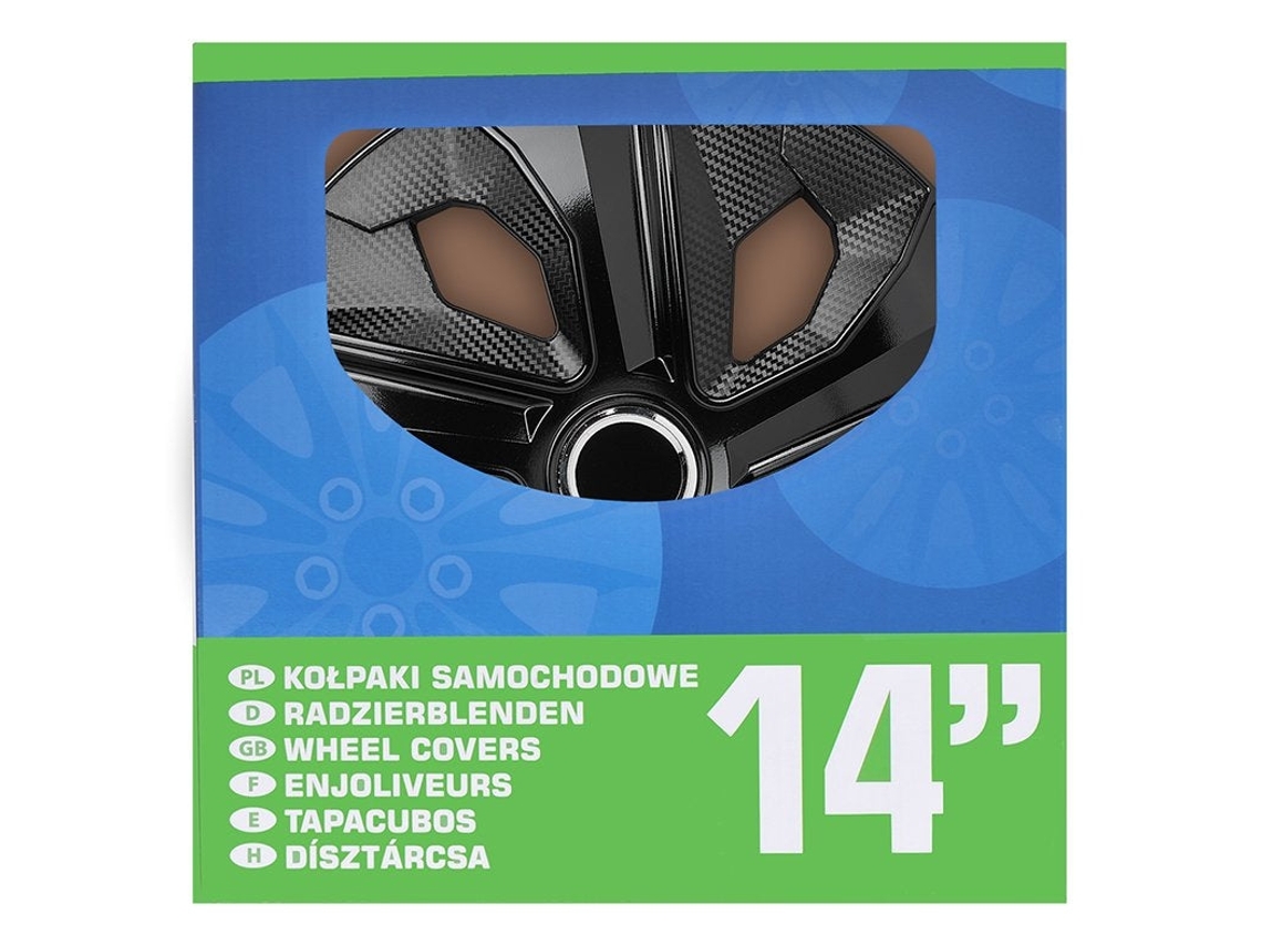 Conjunto De 4 Tampões De Roda 14 Polegadas Preto Carbono
