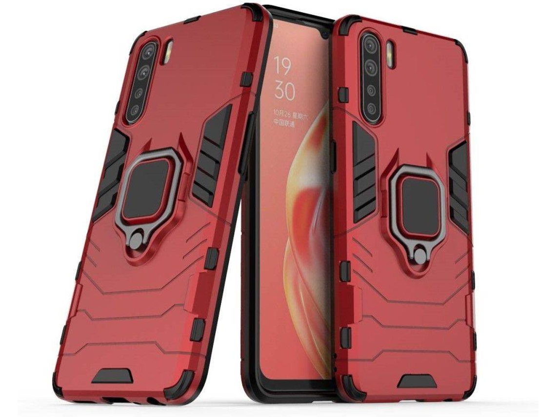 Capa + Película Oppo A91 HFS HOUSE Kickstand Vermelho