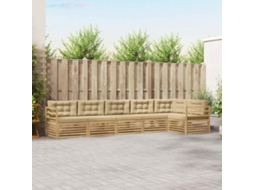 Vidaxl Conjunto De Sofás Para Exterior 6 Unid. Branco E Bege Poliéster