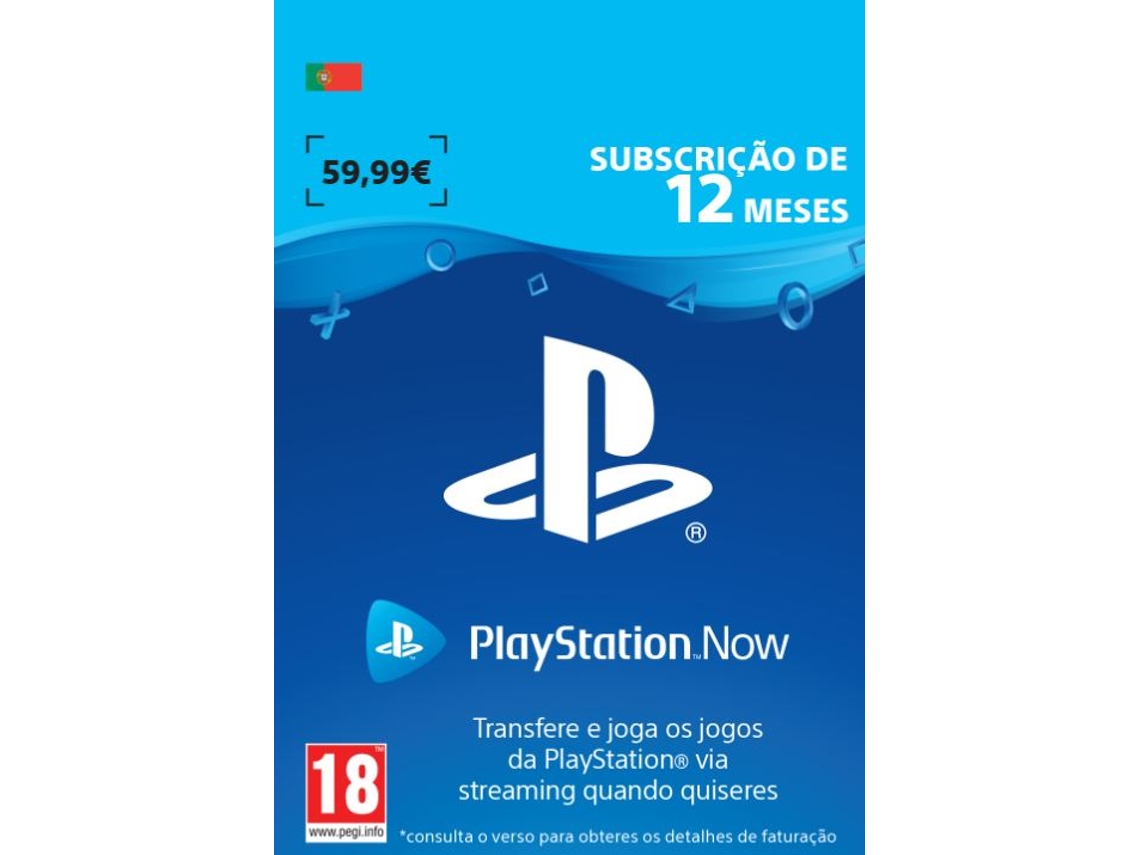 Cartão de Carregamento Playstation Now - Subscrição de 12 Meses (Formato Digital)