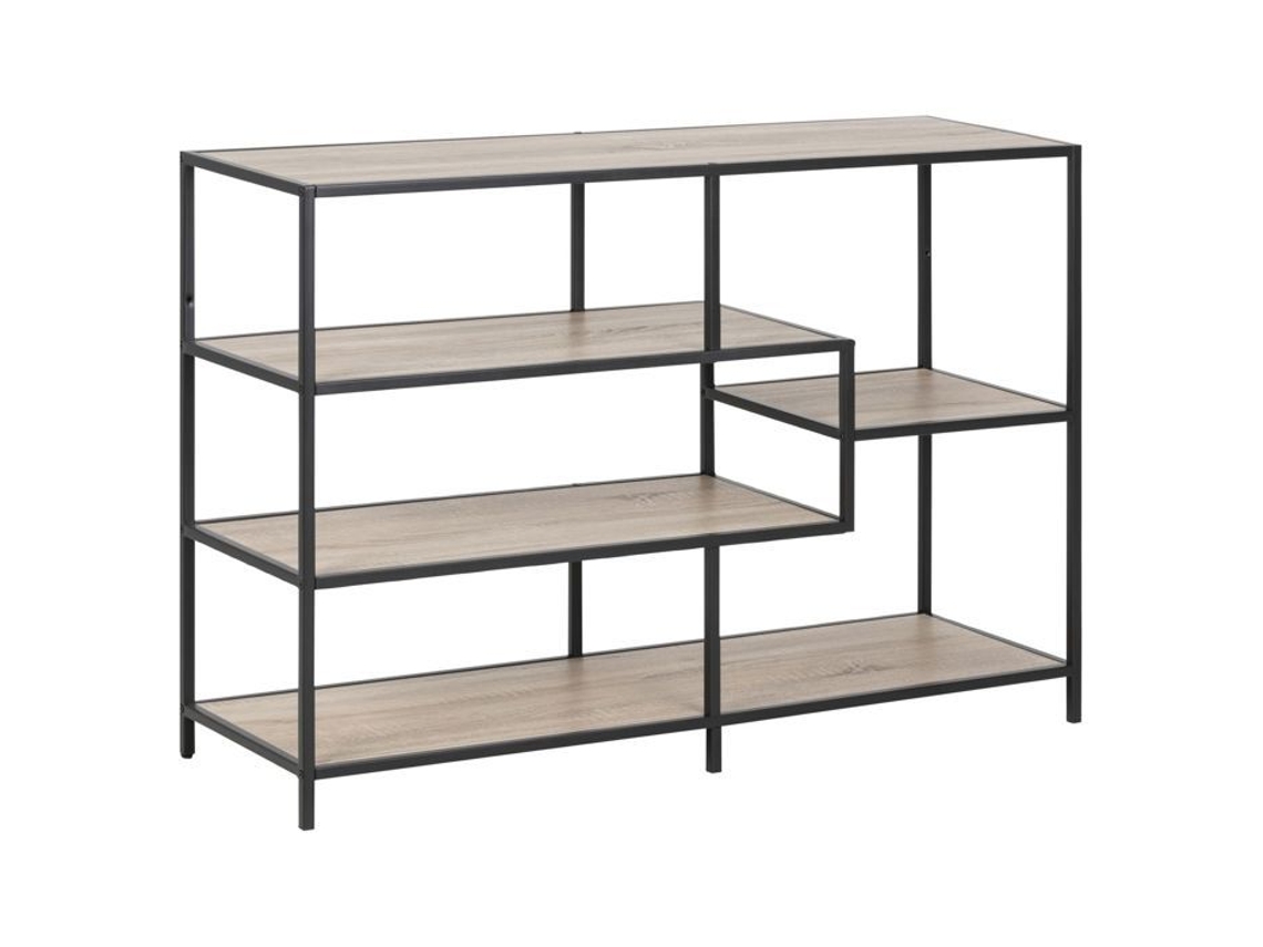Biblioteca 4 Prateleiras Assimétricas MDF e Metal Preto e Bege S/MARCA