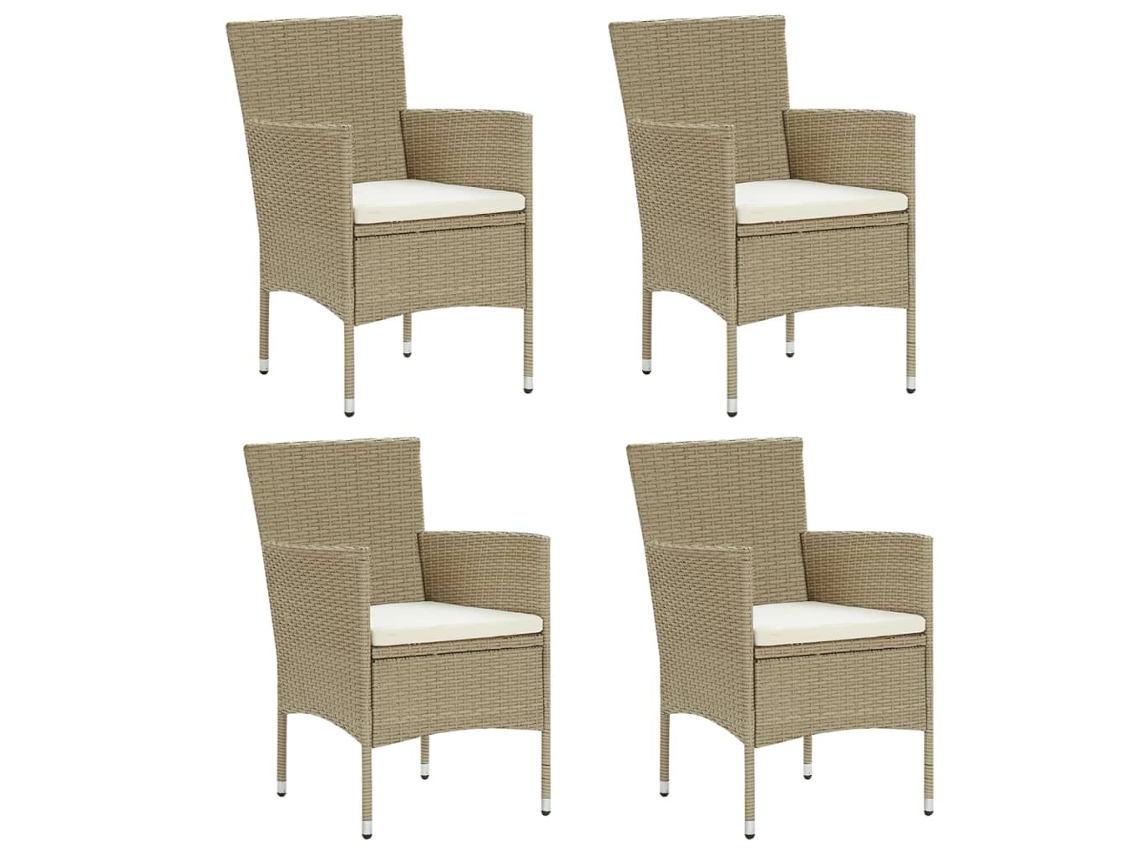 Cadeiras de jantar para jardim 4 pcs vime PE bege