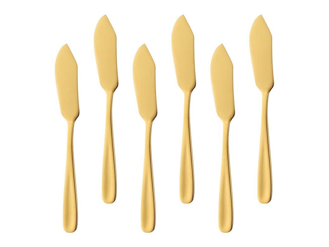 Cuchillos De Mantequilla De Acero Inoxidable 304, 6 Esparcidores De Queso Dorados Para Mermelada Y Postres