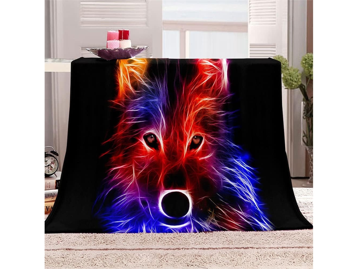 Manta de Lã Fansu Estampa Lobo em 3d Quente Macia e Felpuda Microfibra Ideal para o Inverno Colcha Ou Sofá Ade