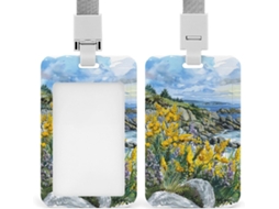 Porta Crachá Com Clipe, Porta Cartões Charmoso Com Estampa De Praia E Rochas, Com Cordão, Secretárias Ideais