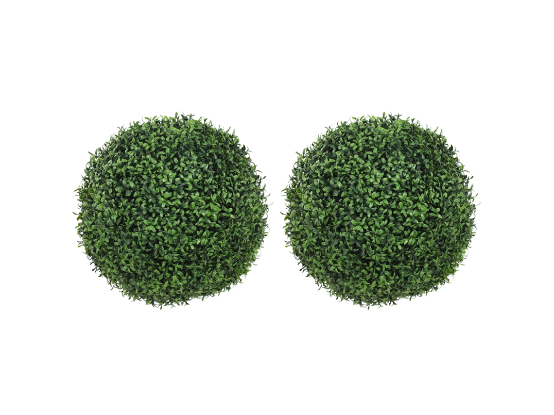 Conjunto De 2 Bolas De Buxo Artificial Em Vasos. Resistente Aos Raios Uv. 42 Cm. Decoração Interna/externa