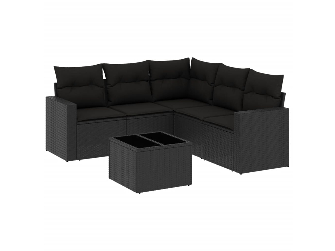 Maison Exclusive - 6 Pcs Conjunto Sofás De Jardim C/ Almofadões Vime Pe Preto