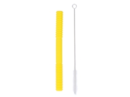 Primerox tubo Oco de Dentição Silicone Macio com Escova Limpeza para Bebê Toddler Amarelo