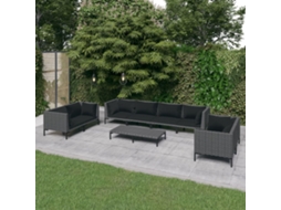 Pcs Conj. Lounge Jardim C/ Almofadões Vime Pe Cinza Escuro Dkd Home Decor