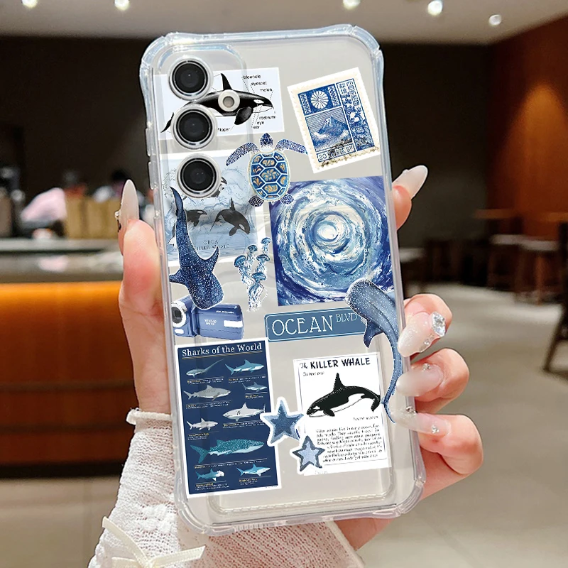 Capa Transparente Para Celular Samsung Galaxy S22 5g Com Estampa De Peixe, Capa Traseira Em Tpu Macio.