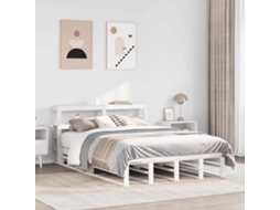 Cama Sem Colchão 150x200 Cm Madeira De Pinho Maciça Branco