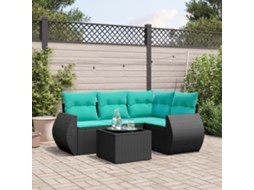 Vidaxl Conjunto De Sofá De Jardim De 5 Peças Com Almofadas Em Rattan Sintético Preto