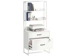 Arquivador Com Prateleiras Melamina De Madeira E Metal Cor Branco 70x40x157 Cm Homcom