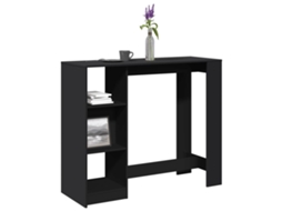 Vidaxl Mesa De Bar Com Prateleiras Derivados De Madeira Preto