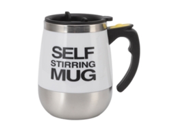 Caneca de agitação automática 400ml aço inox com liner elétrico para viagem escritório branco | S/MARCA