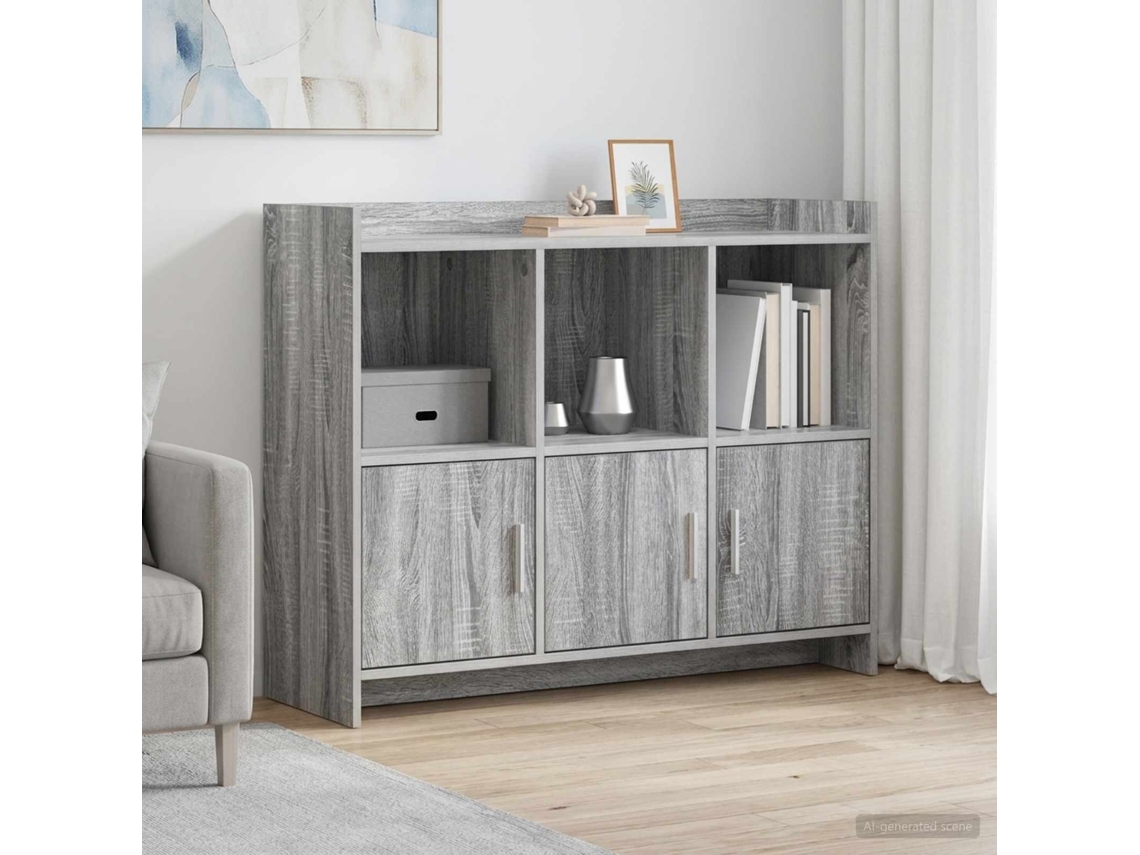 Vidaxl Buffet Sonoma Cinzento 98,5 X 33 X 80 Cm Derivados De Madeira