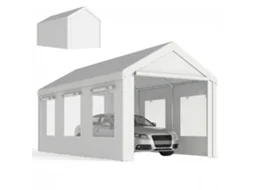 Barraca de Garagem Uv30+ Altura de Proteção Ajustável 6 Janelas e Mosquiteiro 3x6m Branco Ge