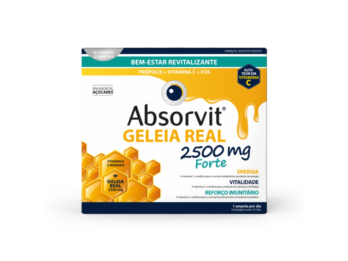 Geleia Real 2500 Mg Forte Revitalizante 20 Ampolas Absorvit