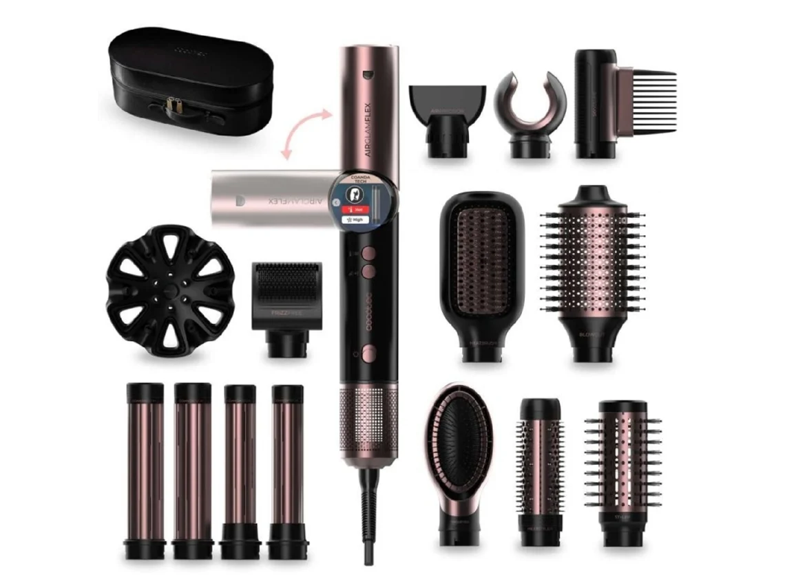 Cecotec Pente Airglam 14 Em 1 Com 14 Cabeças, Preto. 1400 W, 110.000 Rpm, Visor, Tecnologia Coanda.