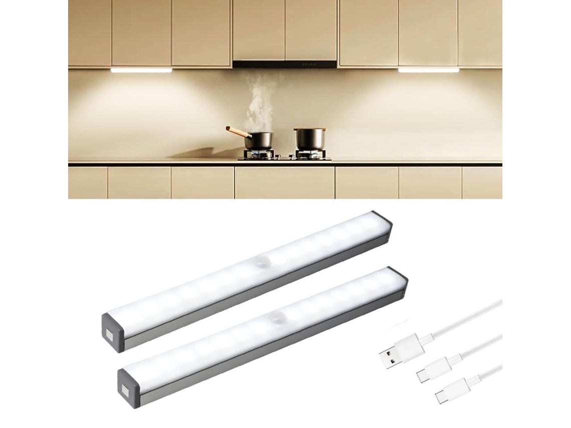Conjunto De 2 Luminárias Led Inteligentes Com Sensor De Movimento, Dimerizáveis​​ Sem Interruptor, Ideais Para Cozinha, Guarda, Roupa, Escadas