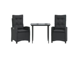 Conjunto de Jantar 3 Pcs para jardim com Almofadões Vime Pe Preto MAISON EXCLUSIVE (3 Pcs)