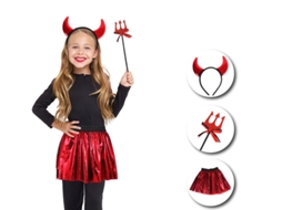 Kit Diabo Infantil Tutu, bandana e mini tridente