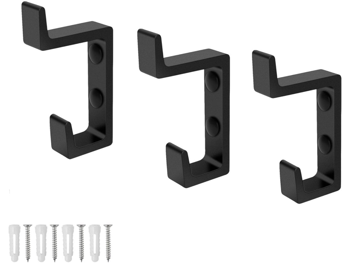 Conjunto De 3 Ganchos Para Toalha, Preto, Gancho Para Banheiro, Gancho Para Roupas, Banheiro, Reutilizável, Preto, Gancho De Parede Metal, Roupas