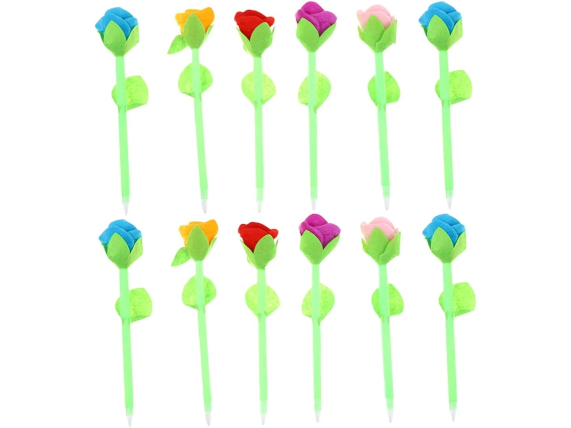 Canetas Esferográficas Tehaux Com 24 Peças Em Formato De Flor Pelúcia,