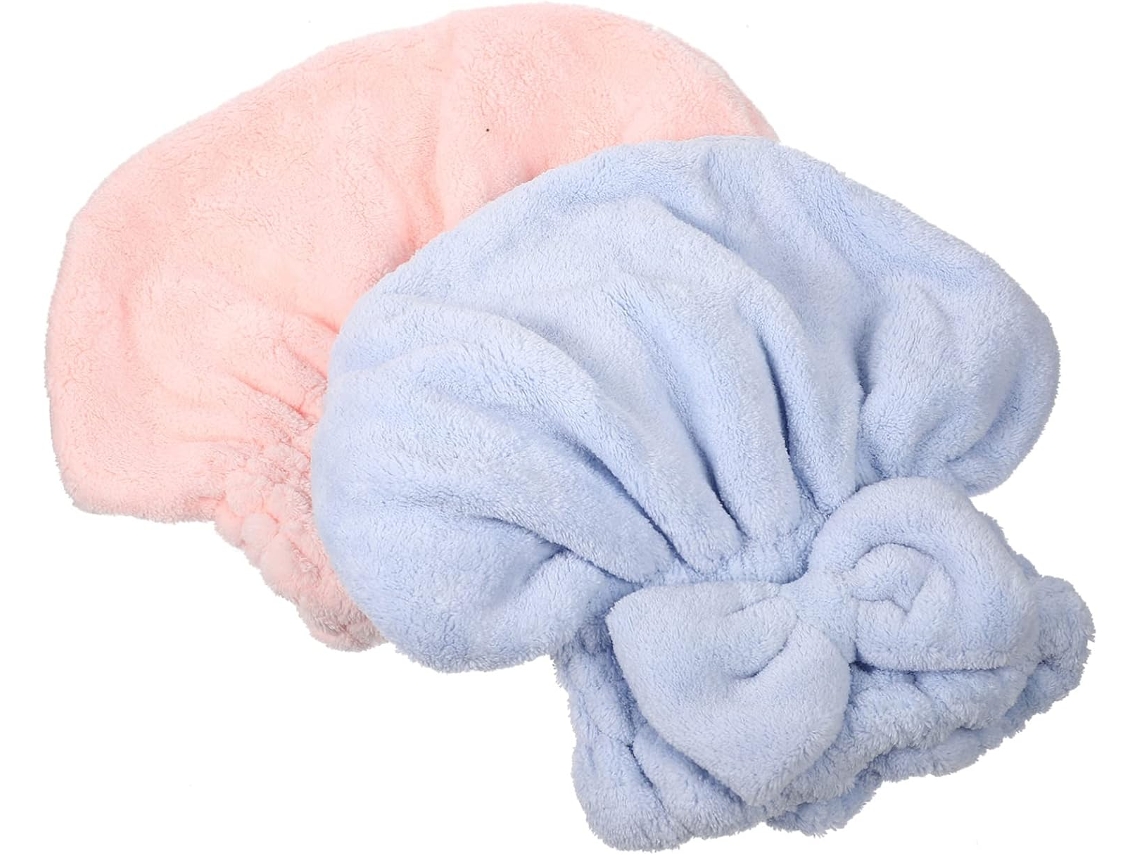 Gorro De Lã Coral De Secagem Rápida Com Laço.