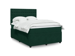 Vidaxl Cama Com Molas/colchão 160x200 Cm Veludo Verde-escuro