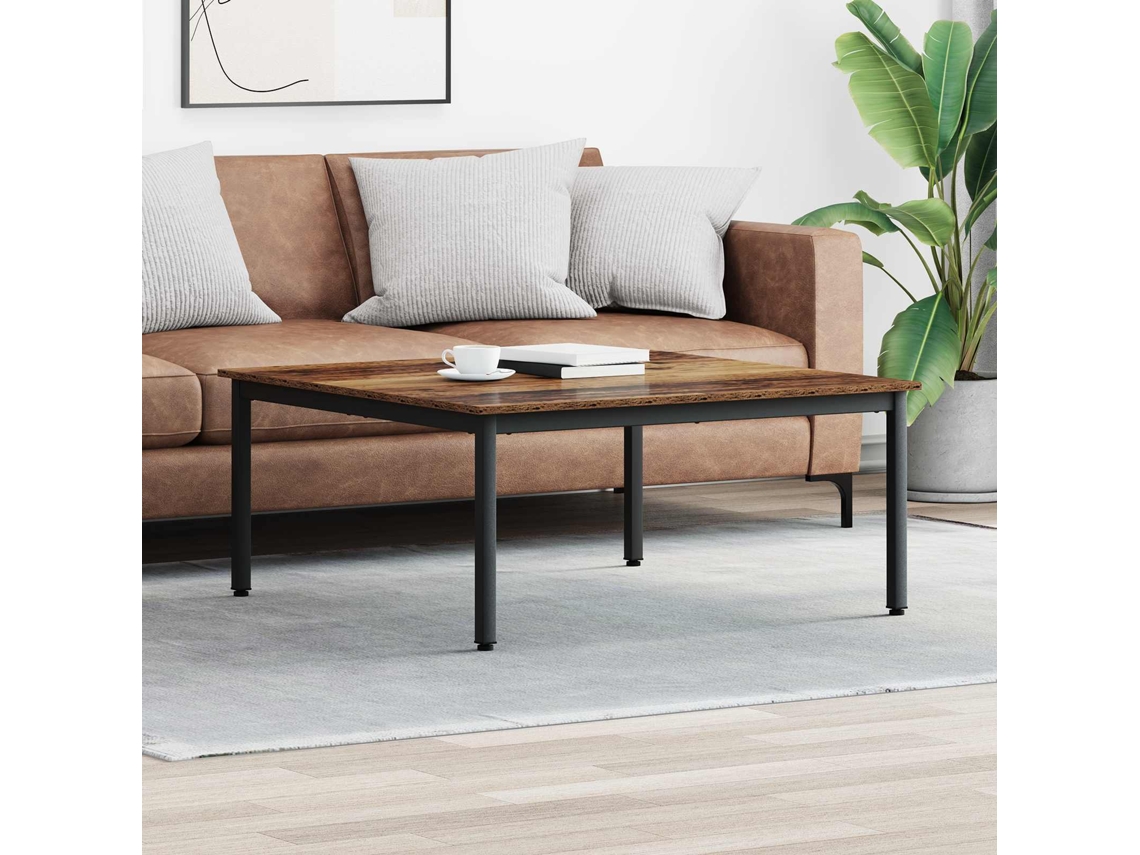 Vidaxl Mesa De Centro Madeira Antiga 100 X 100 X 45 Cm