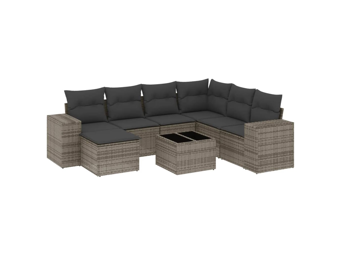 Conjunto de 8 Sofás de Jardim com Almofadões Vime Pe Cinzento MAISON EXCLUSIVE (8 pcs)