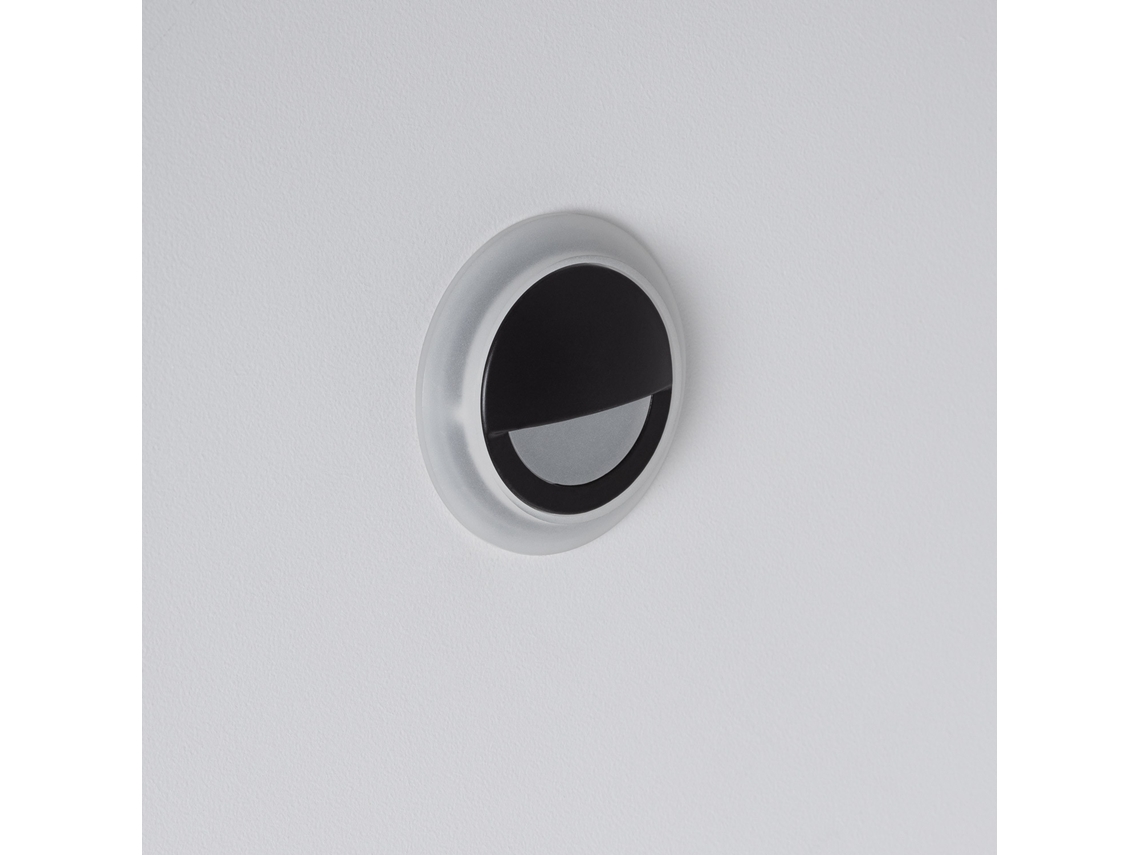 Baliza Led De 3 W Encastrável Em Alumínio Parede Circular Preta Occulare 2700k Branco Quente
