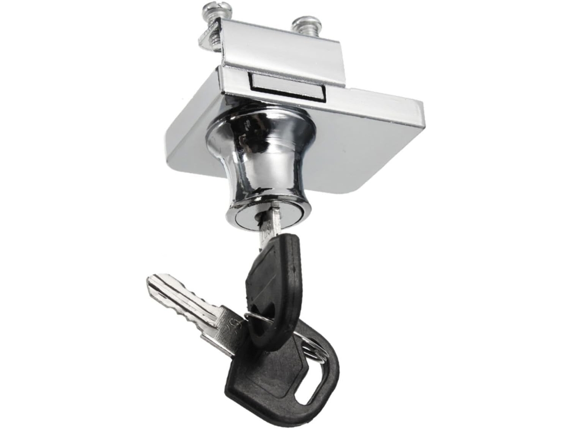Fechadura Para Vitrine De Vidro Em Liga De Zinco Prateado, 5-8 Mm | Inclui 2 Chaves