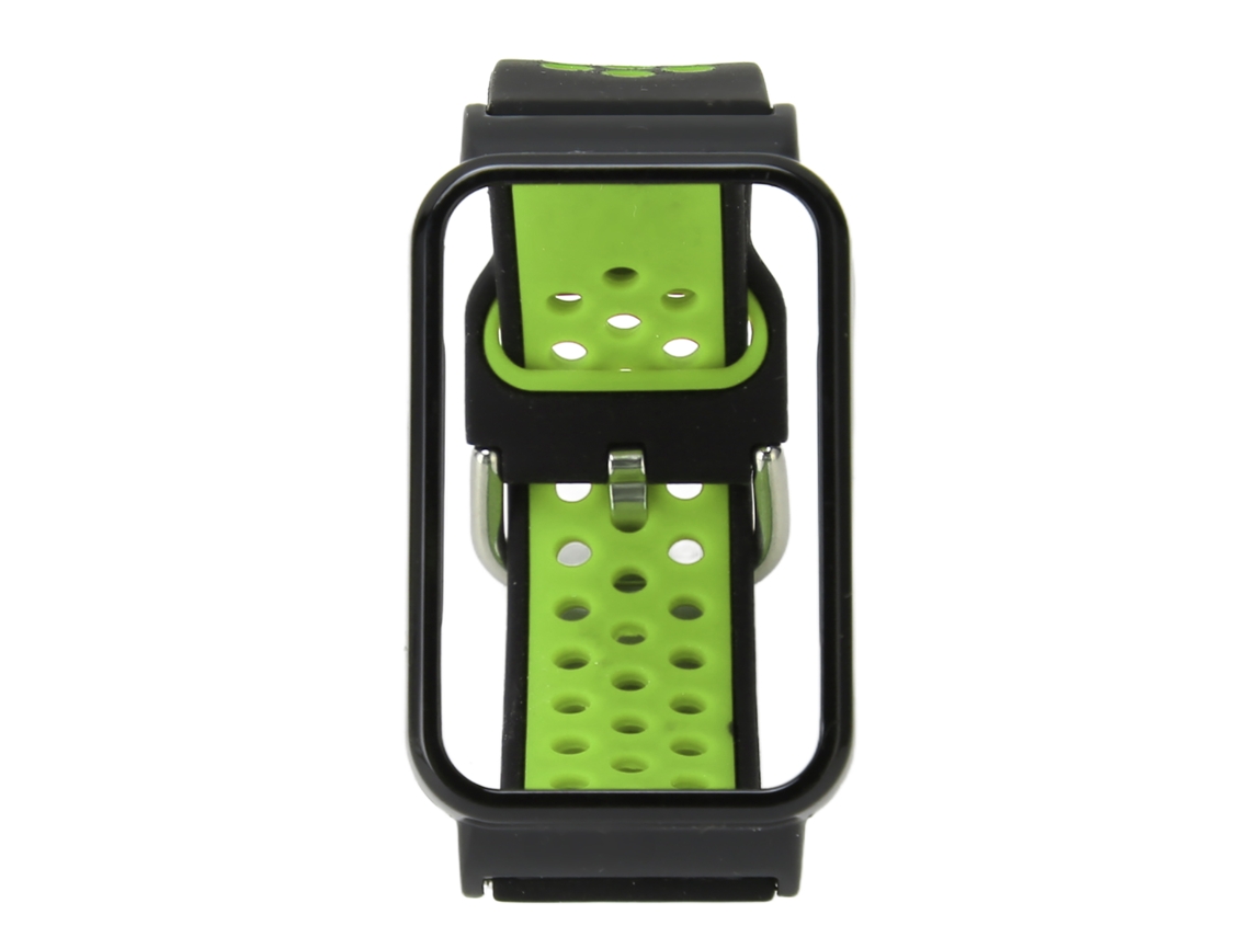 Pulseira Silicone Respirável com Capa Protetora para Mi Band 7 Pro Preto Verde