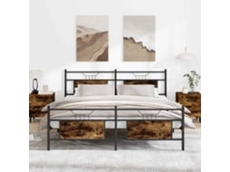 Vidaxl Estrutura de Cama Sem Colchão 183x213cm Metal Carvalho Fumado