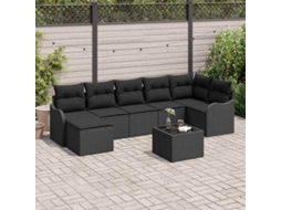 Vidaxl Conjunto De Sofá De Jardim Preto Vime Pe