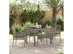 Vidaxl Conjunto De Jantar Para Jardim 5 Pcs Cinzeto Vime Pe