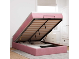 Vidaxl Estrutura De Cama Otomana Com Colchão 120x200 Cm Veludo Rosa