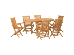 Vidaxl Conjunto De Jantar Para Jardim 7 Unid. Castanho