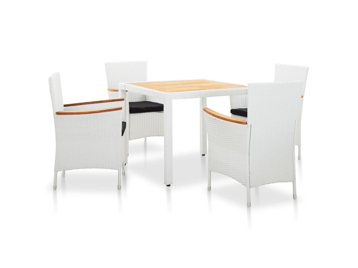 Vidaxl 5 Pcs Conjunto De Jantar Para Exterior Vime Pe Branco