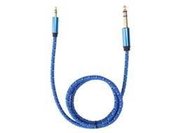 Cabo de Áudio Estéreo 3.5mm Macho para 6.35mm Macho para Amplificador, Guitarra Elétrica 1m