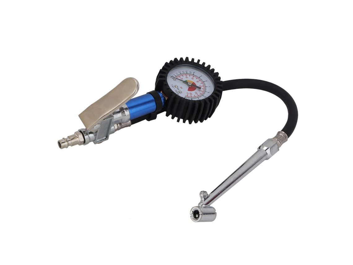 Inflador De Pneus De Abertura Automática 12 Bar Com Manômetro De Pressão E Conector Rápido De Ar