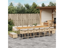 17 Pcs Conjunto De Jantar P/ Jardim C/ Almofadões Vime Pe Bege Dkd Home Decor