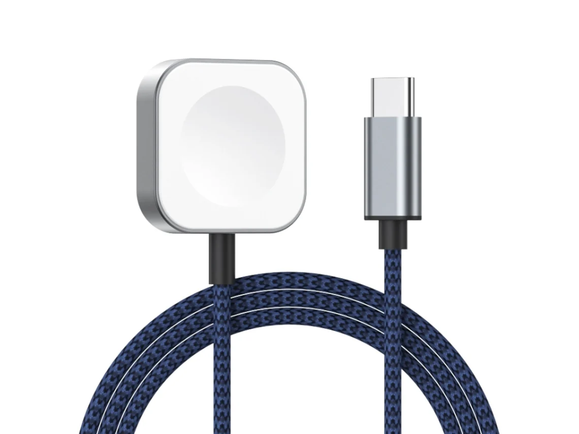 Carregador Magnético Sem Fio De Carga Rápida Com Interface Type-c Para Apple Watch Series 3 Azul
